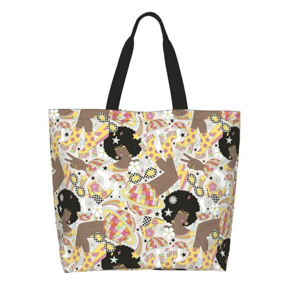 Rocae Groovy Disco for Big Capacity Shoulder Bag with Pockets,Tote Bag for Women Handbag