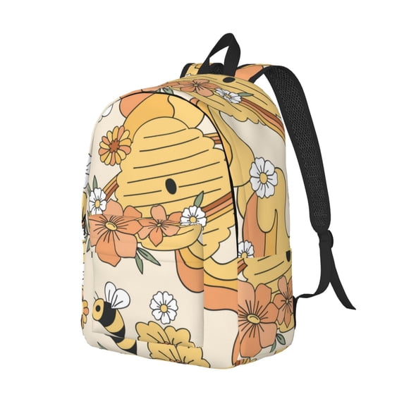 Rocae Groovy Floral for Durable Canvas Backpack Leisure Large Bag Travel Rucksack Multi-function Backpack Medium