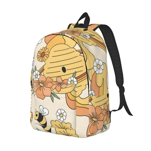Rocae Groovy Floral for Durable Canvas Backpack Leisure Large Bag Travel Rucksack Multi-function Backpack Small