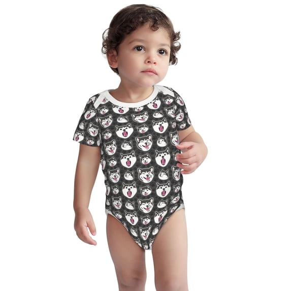 Rocae HUSKY Face for Baby Cotton Short-Sleeve Bodysuits for Unisex Onesies Bodysuit-2 Years
