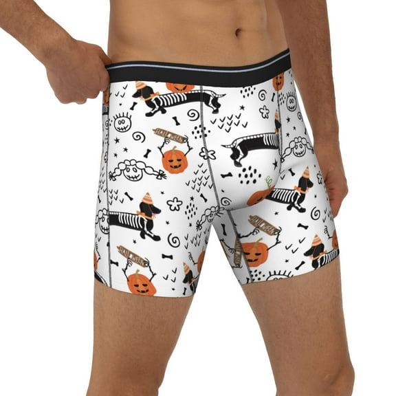 Rocae Halloween Dachshund for Stretch Moisture-Wicking Underwear,Men's Underwear Boxer Briefs Large
