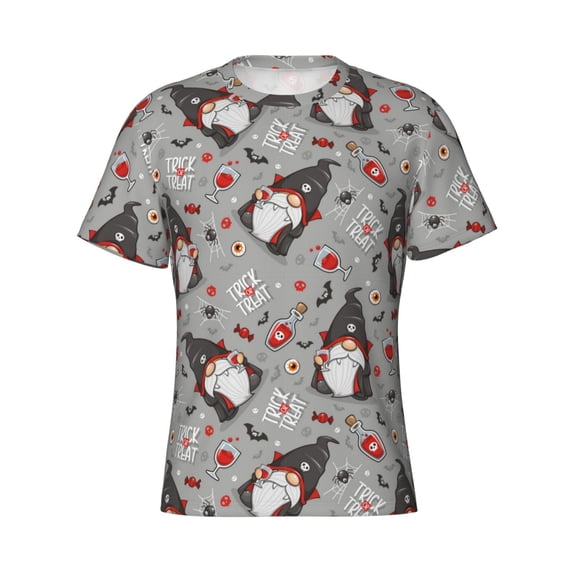 Rocae Halloween Gnome for Men's Moisture-Wicking Crew Tee - T-Shirt for Sports, Outdoor Activities, and Casual WearMedium