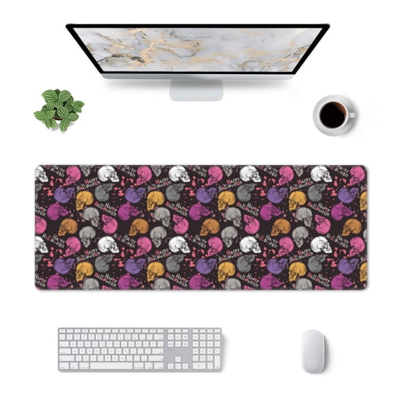 Rocae Halloween Skeleton for Gaming Mouse Pad, Mouse Pad Large, Office Computer Keyboard Mousepad, Keyboard and Mouse Pad with Stitched Edges,31.5 x 11.8 in