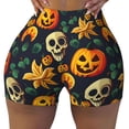 thumbnail image 1 of Rocae Halloween Skull for Women's Quick-Dry Running Shorts,Ladies Active Athletic Apparel Yoga Workout Gym Running Volleyball Spandex Shorts Large, 1 of 9