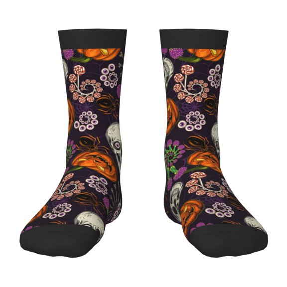 Rocae Halloween With Skull for Girls Boys Crew Socks,Children's Socks, Kids Socks, Toddler Socks: Daily Wear with Kids School Uniform