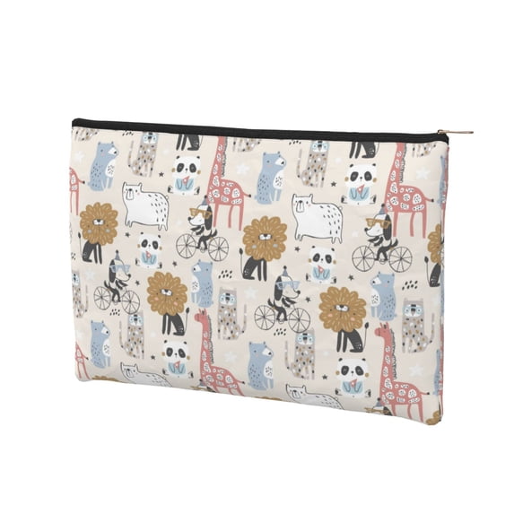 Rocae Hand Drawn Animals for Cosmetic Bags for Women Paper Reusable Cosmetic Bag Travel Toiletry Organizer Capacity Multipurpose Zipper Pouch