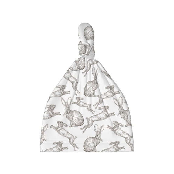 Rocae Hand Drawn Rabbit for Baby Hats 0-6 Months Beanies for Babies