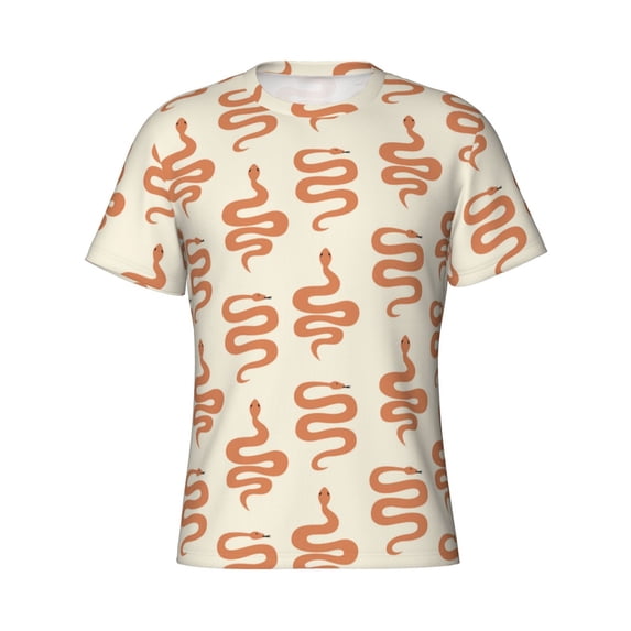 Rocae Hand Drawn Snake for Men's Moisture-Wicking Crew Tee - T-Shirt for Sports, Outdoor Activities, and Casual WearMedium