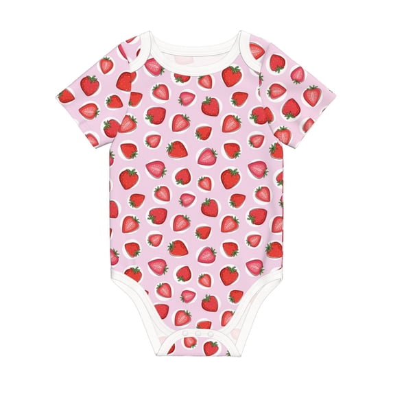 Rocae Hand Drawn Strawberry for Baby Climbing Clothes Soft Baby Romper for Active Infants Comfortable and Breathable Crawling Jumpsuit Unisex Baby Outfit