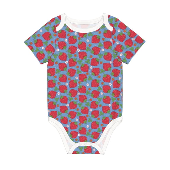 Rocae Hand Drawn Strawberry for Baby Climbing Clothes Soft Baby Romper for Active Infants Comfortable and Breathable Crawling Jumpsuit Unisex Baby Outfit 2 Years