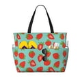 thumbnail image 1 of Rocae Hand Drawn Strawberry for Large Women's Waterproof Beach Bag Tote with 7 Pockets Pool Bag for Travel Gym Vacation, 1 of 6