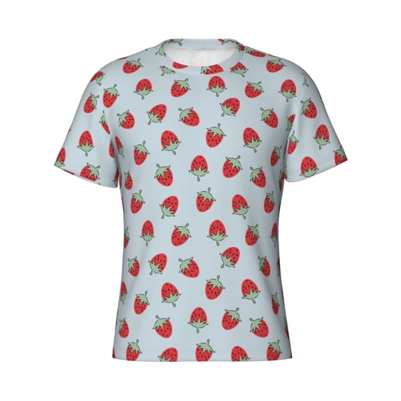 Rocae Hand Drawn Strawberry for Men's Moisture-Wicking Crew Tee - T-Shirt for Sports, Outdoor Activities, and Casual WearXX-Large