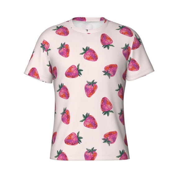 Rocae Hand Drawn Strawberry for Men's Moisture-Wicking Crew Tee - T-Shirt for Sports, Outdoor Activities, and Casual WearXX-Large