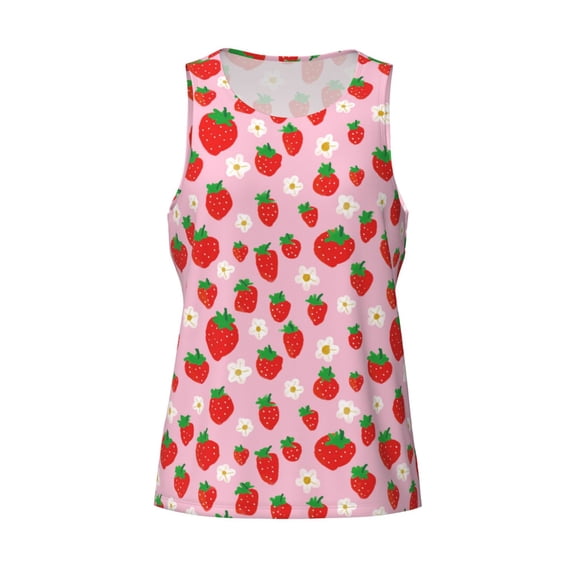 Rocae Hand Drawn Strawberry for Men's Workout Tank Top Men's Running Tank Top Dry Fit Athletic Workout Tank TopsX-Large