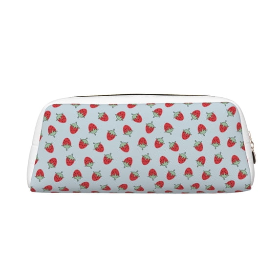 Rocae Hand Drawn Strawberry for Multifunctional Pen Organizer with Zipper Closure, Ideal for Tools, Gadgets, Cosmetics, Stationary,Travel Accessary