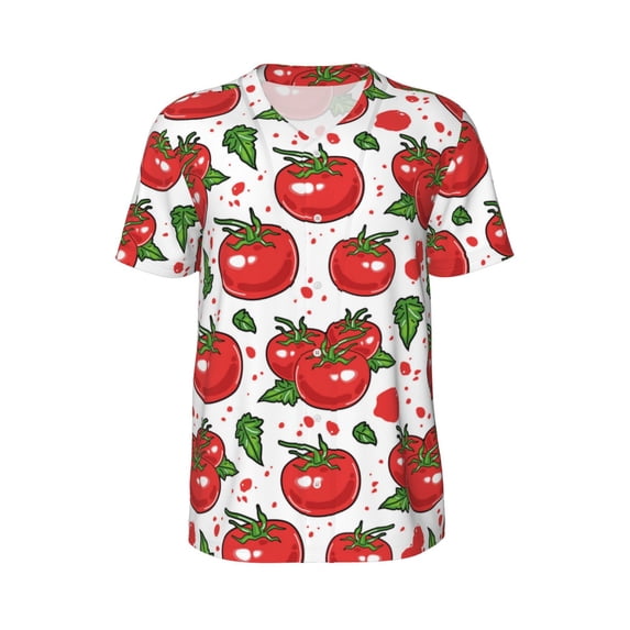 Rocae Hand Drawn Tomatoes for Breathable Men's Baseball T-Shirt Fashionable Casual Baseball Jersey, Moisture-wicking Sportswear XX-Large