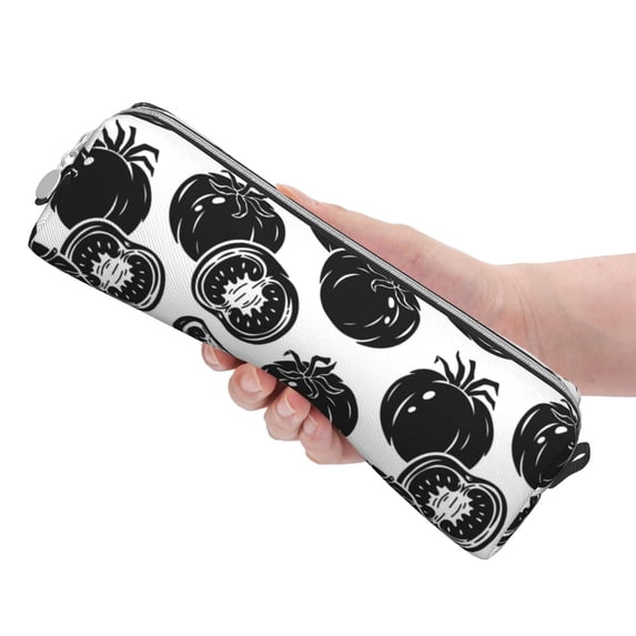 Rocae Hand Drawn Tomatoes for Pen and Marker Pouch with Zipper for Men and Women, Stationery Bag Pen Holder for Work and Office