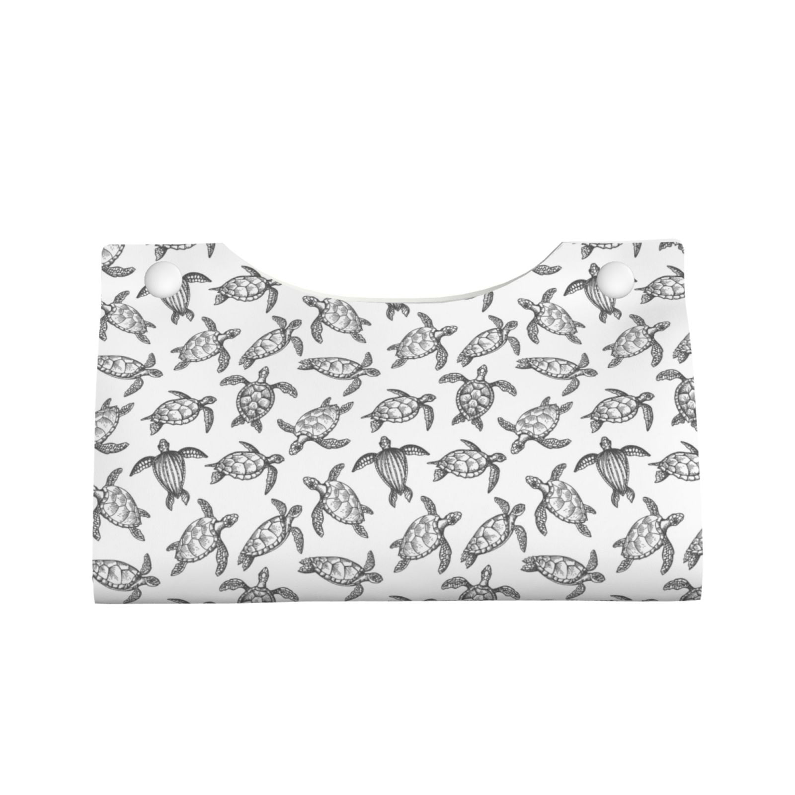 Rocae Hand Drawn Turtle Print Long Tissue Box Lid Durable Leather