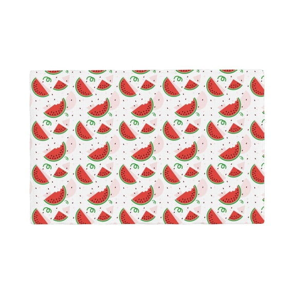 Rocae Hand Drawn Watermelon Printed Heat Resistant Place Mats,Classic Hemstitch Cloth Fabric Placemats Imitation Linen Place Mat Table Mats 18x12 inch