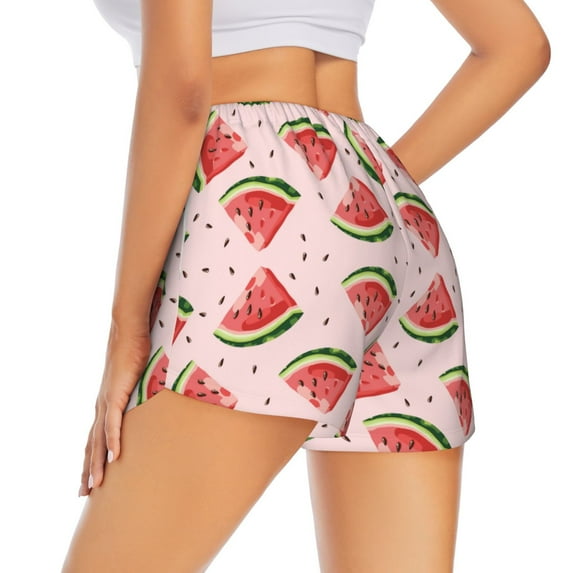 Rocae Hand Drawn Watermelon for Women's Athletic Shorts Quick Dry Workout Hiking Shorts With Pockets for Running, Yoga, Gym, Sports Medium
