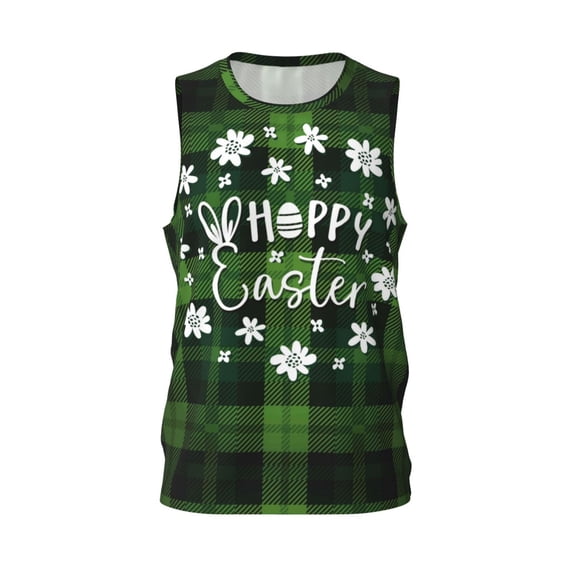 Rocae Happy Easter for Men's Basketball Jersey Lightweight and Breathable Athletic Tank Top,Quick-Drying Sports Jersey 3X-Large