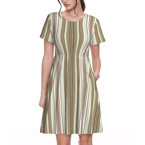 Rocae Happy Mexican for Dresses Summer Casual Ruffle Short Sleeve Cute Crew Neck Flowy Dress with Pockets