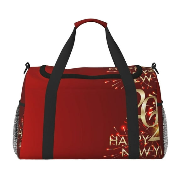 Rocae Happy New Year 2025 Print Hand Travel Bag Travel Duffel Bag and Fitness Bag, Women's Waterproof Weekend Tote, Men's Travel and Fitness Essentials