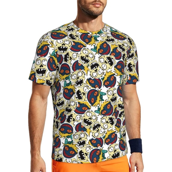 Rocae Happy Skeleton for Men's Mesh Quick-Dry Short Sleeve Workout T-Shirt,Mens Crew Neck Tee Lightweight Soft Classic T Shirts 4X-Large