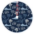 thumbnail image 1 of Rocae Hawaii Palms for Christmas Tree Skirt with Pom Pom Trim for Holiday Party for Holiday Home Decor Indoor Outdoor-36", 1 of 7