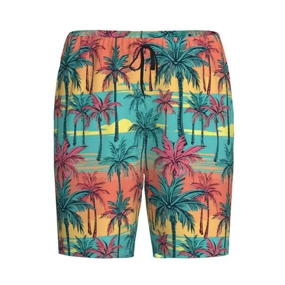 Rocae Hawaii Palms for Men's Soft Sleep Pajama Shorts, Waistband and Pockets