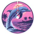 thumbnail image 1 of Rocae Hawaiian Beach Dolphin for Christmas Tree Skirt with Pom Pom Trim for Holiday Party for Holiday Home Decor Indoor Outdoor-48", 1 of 7