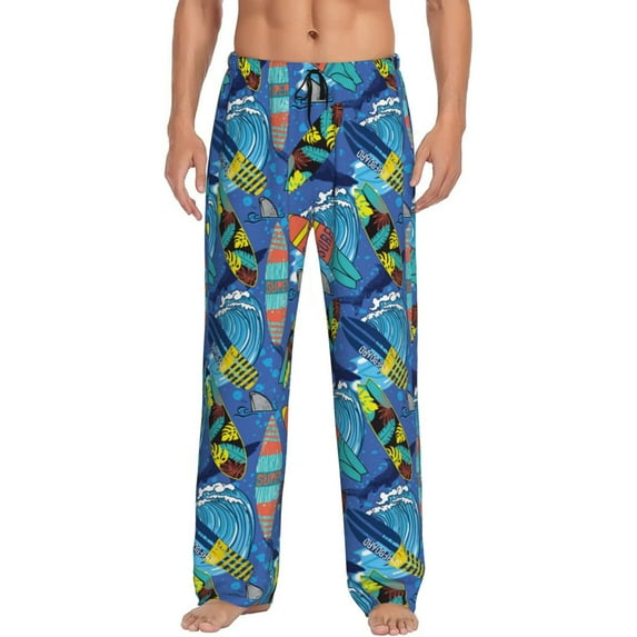 Rocae Hawaiian Style Mens Pajama Pants Pj Pants Mens Lounge Pants-Small
