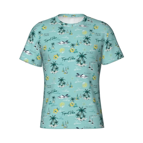Rocae Hawaiian Style for Men's Moisture-Wicking Crew Tee - T-Shirt for Sports, Outdoor Activities, and Casual WearMedium