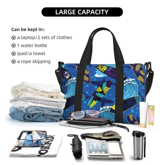 Rocae Hawaiian Style for Travel Shoulder Bag Top Handle Handbag with Yoga Mat Buckle for Gym, Work, Travel