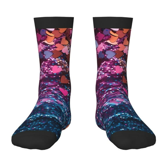 Rocae Heart Confetti on Glitter for Girls Boys Crew Socks,Children's Socks, Kids Socks, Toddler Socks: Daily Wear with Kids School Uniform