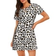 thumbnail image 1 of Rocae Heart Leopard for Nightgowns for Women Sleep Shirts Short Sleeve Nightshirt Pullover Nightdress, 1 of 6