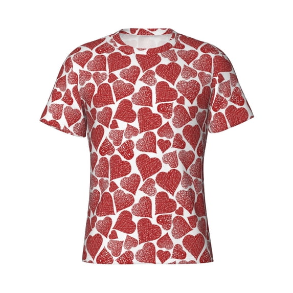 Rocae Hearts for Men's Moisture-Wicking Crew Tee - T-Shirt for Sports, Outdoor Activities, and Casual WearX-Large