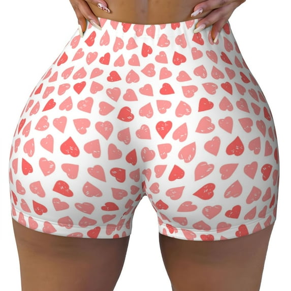 Rocae Hearts for Women's Quick-Dry Running Shorts,Ladies Active Athletic Apparel Yoga Workout Gym Running Volleyball Spandex Shorts X-Large