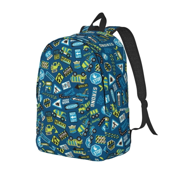 Rocae Machinery Road Construction for Canvas College Laptop Backpack for Men Women-Small