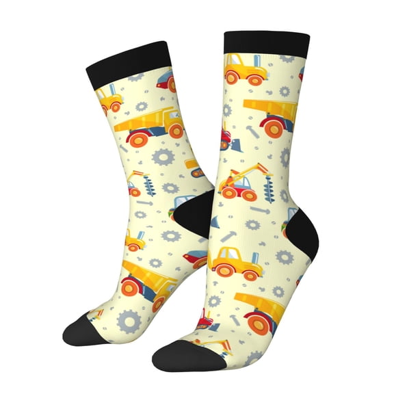 Rocae Heavy Equipment for Adult Socks Casual Athletic Stretchy Loose Socks for Women Men Non-Slip Middle Tube Socks