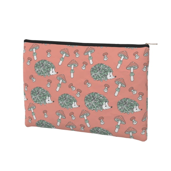 Rocae Hedgehog Mushroom for Cosmetic Bags for Women Paper Reusable Cosmetic Bag Travel Toiletry Organizer Capacity Multipurpose Zipper Pouch
