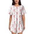 thumbnail image 1 of Rocae Hello Rabbit for Two Piece Sleepwear Pajamas Sets for Women Soft Short-Sleeved Pjs with Lounge Shorts, 1 of 9