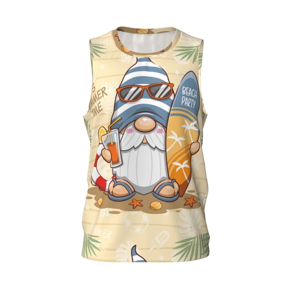 Rocae Hello Summer Cute Gnome for Men's Basketball Jersey Lightweight and Breathable Athletic Tank Top,Quick-Drying Sports Jersey Small
