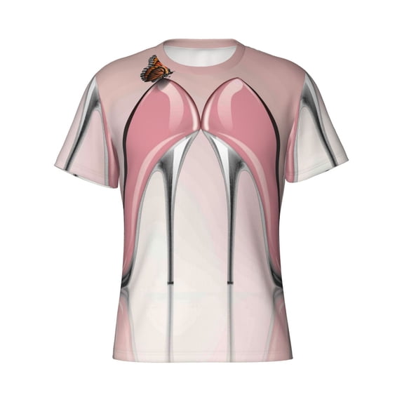 Rocae High Heel Shoes Butterfly for Men's Moisture-Wicking Crew Tee - T-Shirt for Sports, Outdoor Activities, and Casual Wear3X-Large