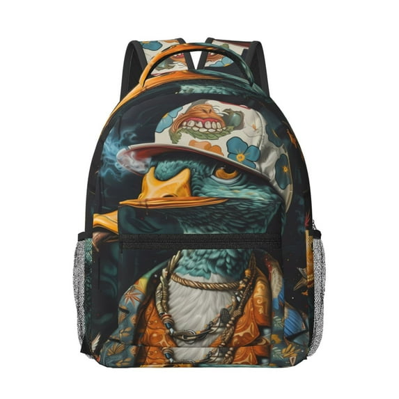 Rocae Hip-Hop Duck for Comfortable Student Backpack - Lightweight ,Durable School Bag Ideal for Middle School, High School, and College