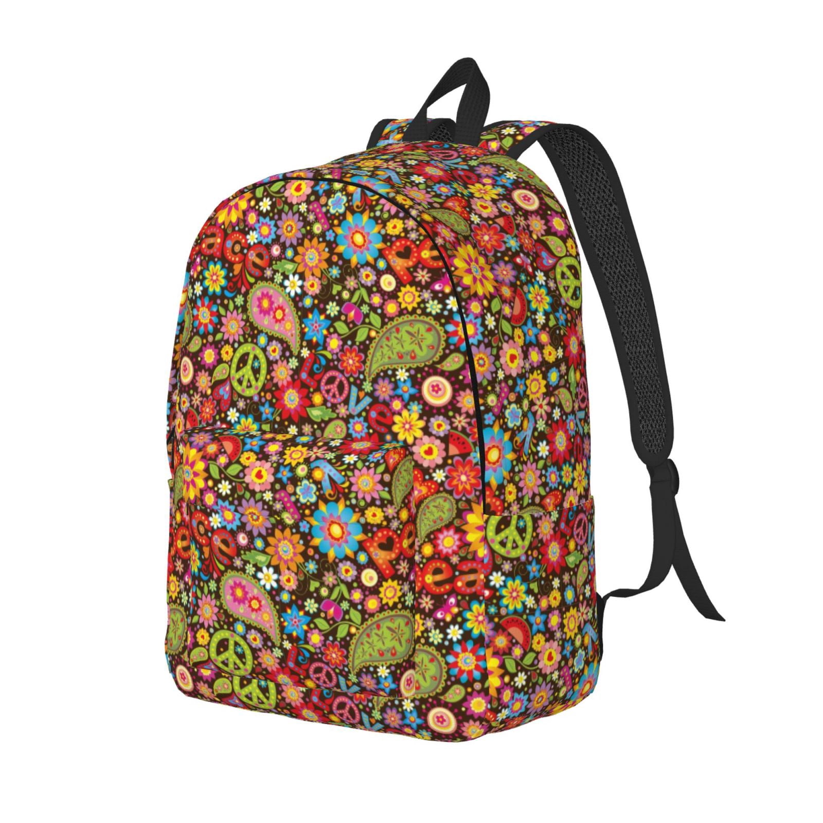Rocae Hippie Peace Love for Canvas College Laptop Backpack for Men ...