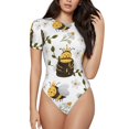 thumbnail image 1 of Rocae Honey Bee Insect for One Piece Round Neck Short Sleeve Bodysuits for Women Casual Basic Bodysuit Daily Jumpsuit T Shirts-Small, 1 of 7