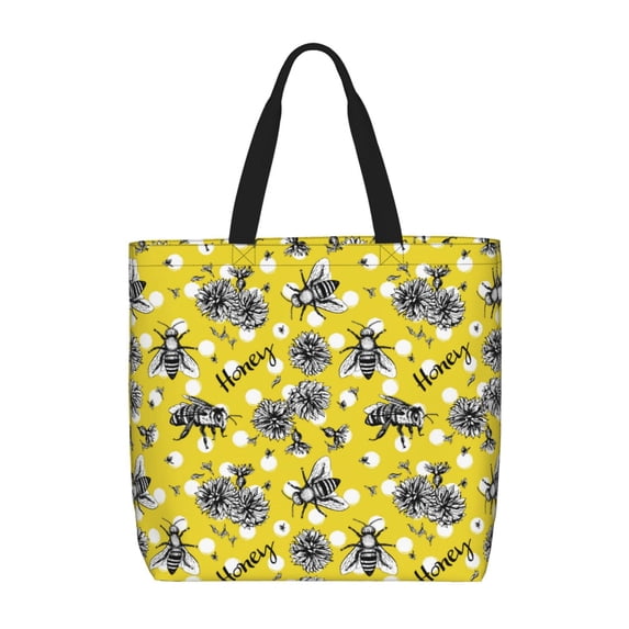 Rocae Honeybee for Features A Uniquely Designed,Large-capacity,Reusable Shoulder Zip Tote Shopping Bag for Vacations and Shopping