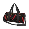 thumbnail image 1 of Rocae Hot Chili Print Round Travel Duffel Bag and Fitness Bag, Women's Waterproof Weekend Tote, Men's Travel and Fitness Essentials, 1 of 8