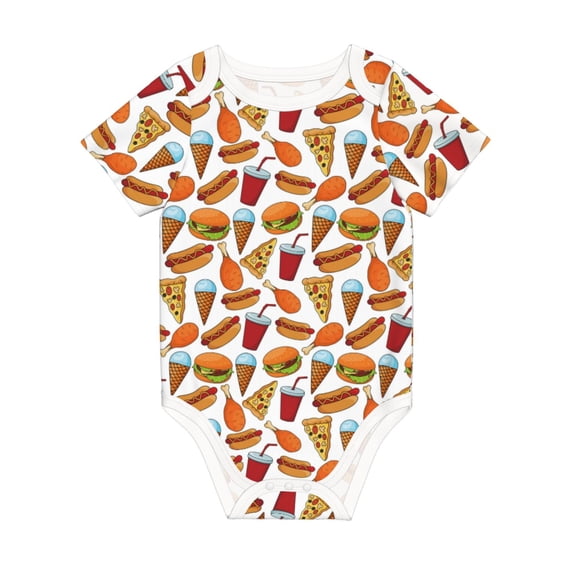 Rocae Hot Dog Burger for Baby Climbing Clothes Soft Baby Romper for Active Infants Comfortable and Breathable Crawling Jumpsuit Unisex Baby Outfit 2 Years